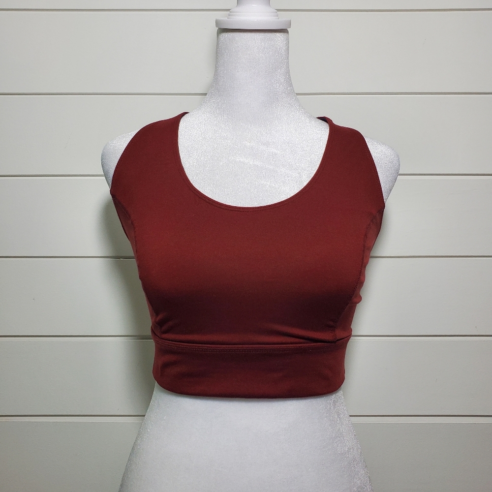 Free People FP Movement Top Maroon Racerback Criss Cross Athletic Top Size S‎